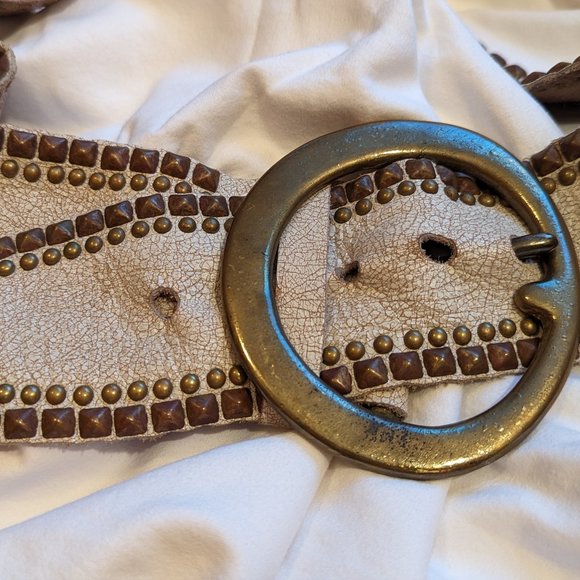 Bohemian Distressed Studded Leather Belt by "B-Low the Belt" - Picture 3 of 11